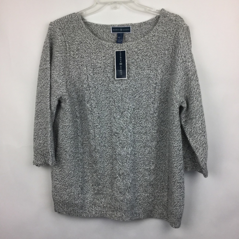 SALE $2/20 Karen Scott L Sweater Heathered Gray